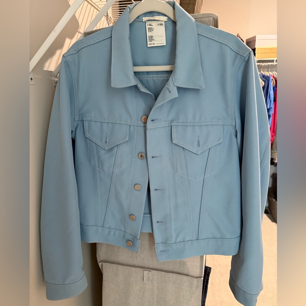 Helmut Lang Light Blue Cropped Jacket – Women’s XL (Made in Italy)